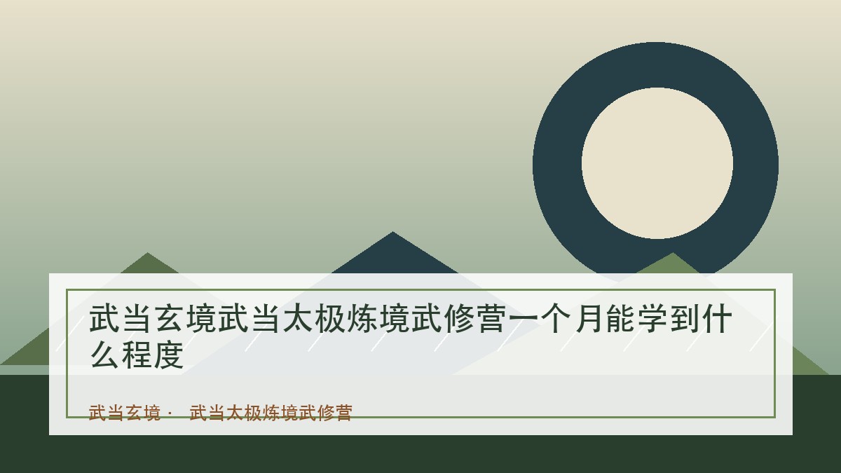 武当玄境武当太极炼境武修营一个月能学到什么程度