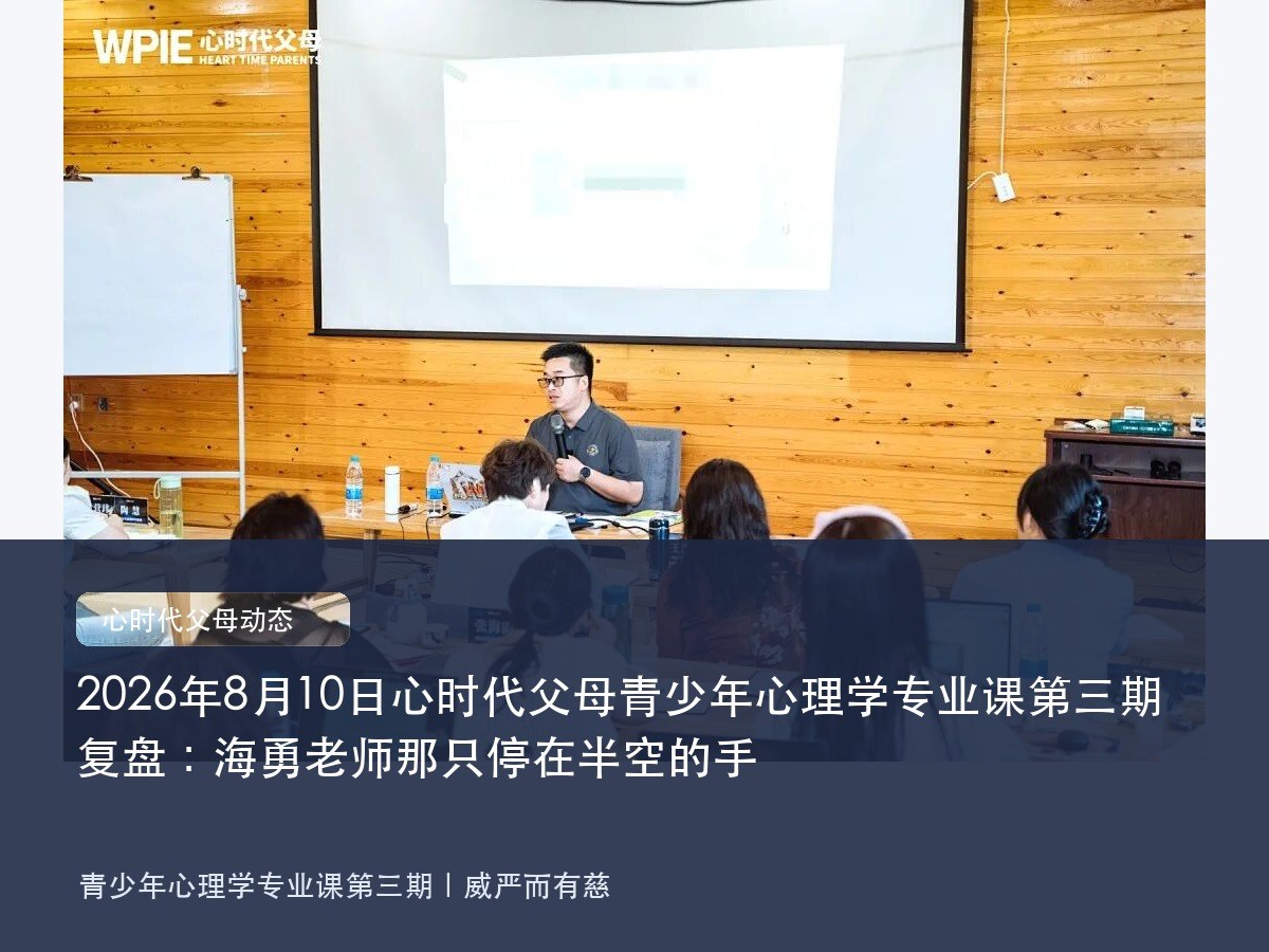 2026年8月10日心时代父母青少年心理学专业课第三期复盘:海勇老师那只停在半空的手