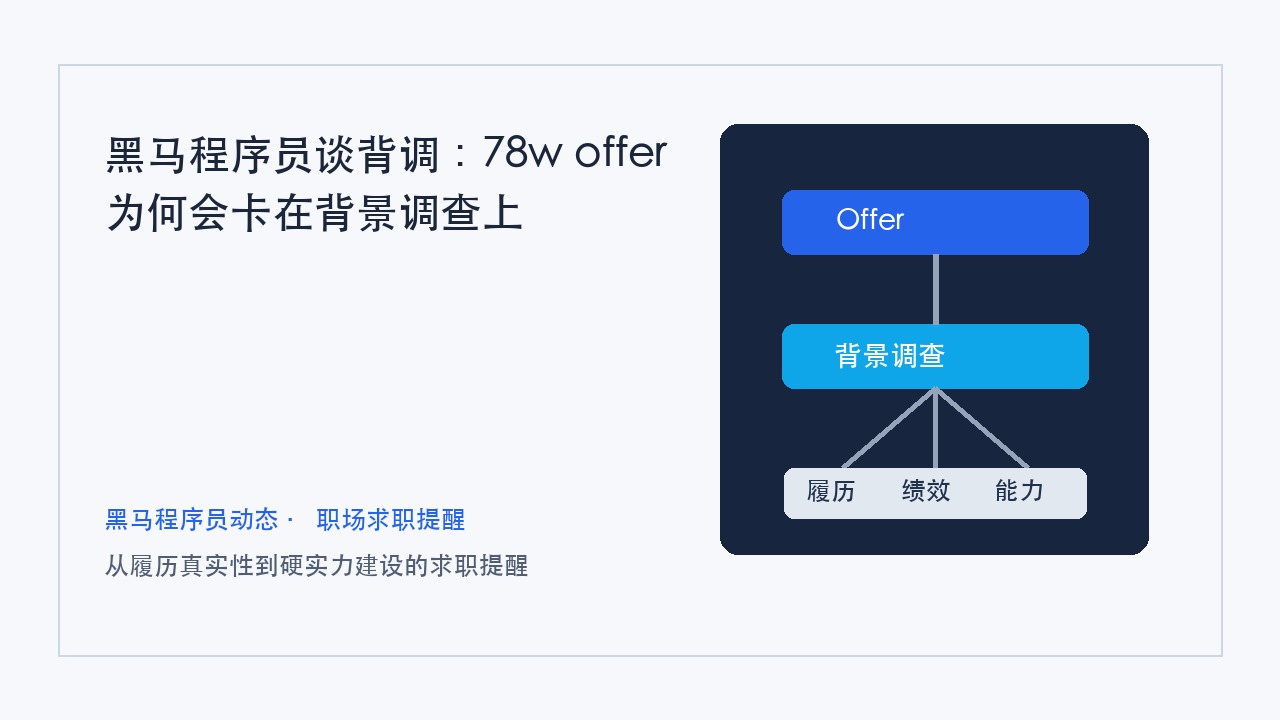 黑马程序员谈背调：78w offer为何会卡在背景调查上