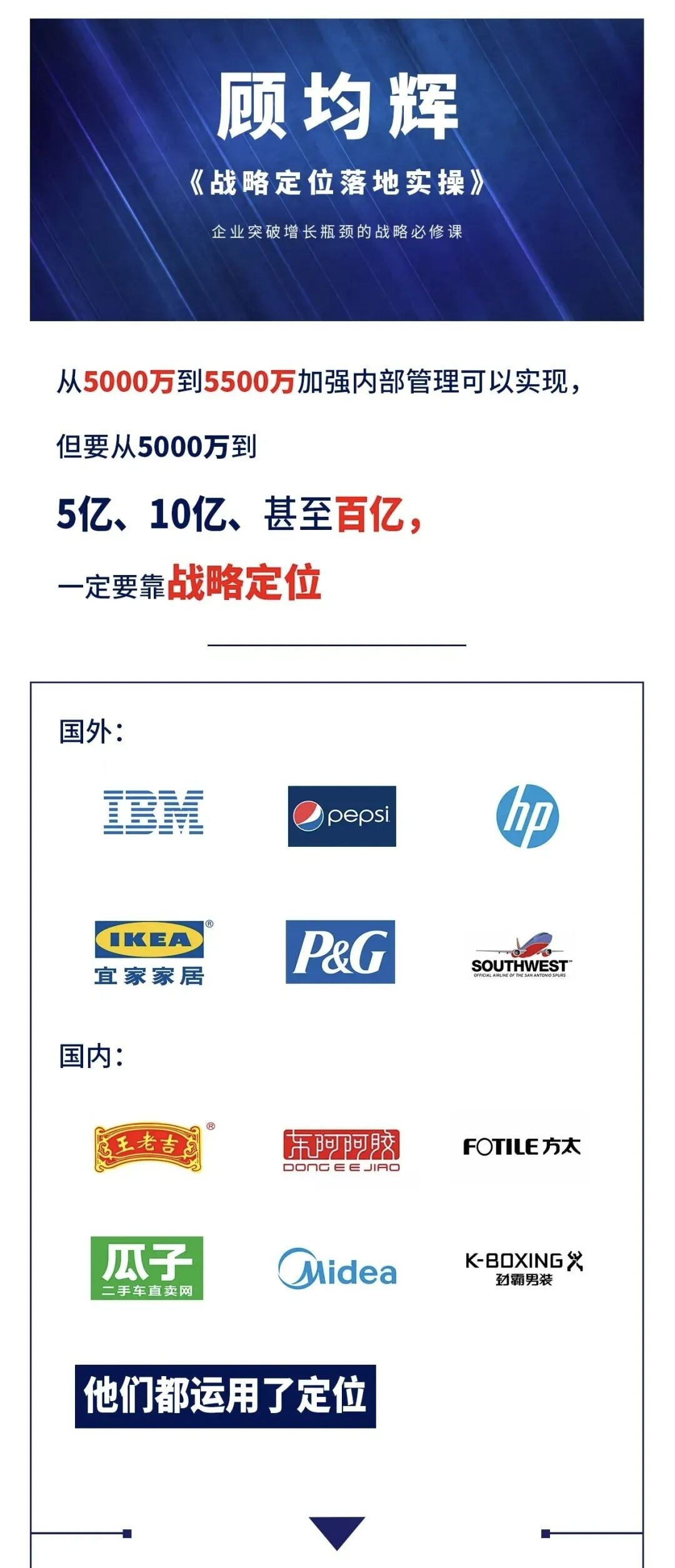 顾均辉线下课《战略定位落地实操》第196期9月5-7日深圳开班