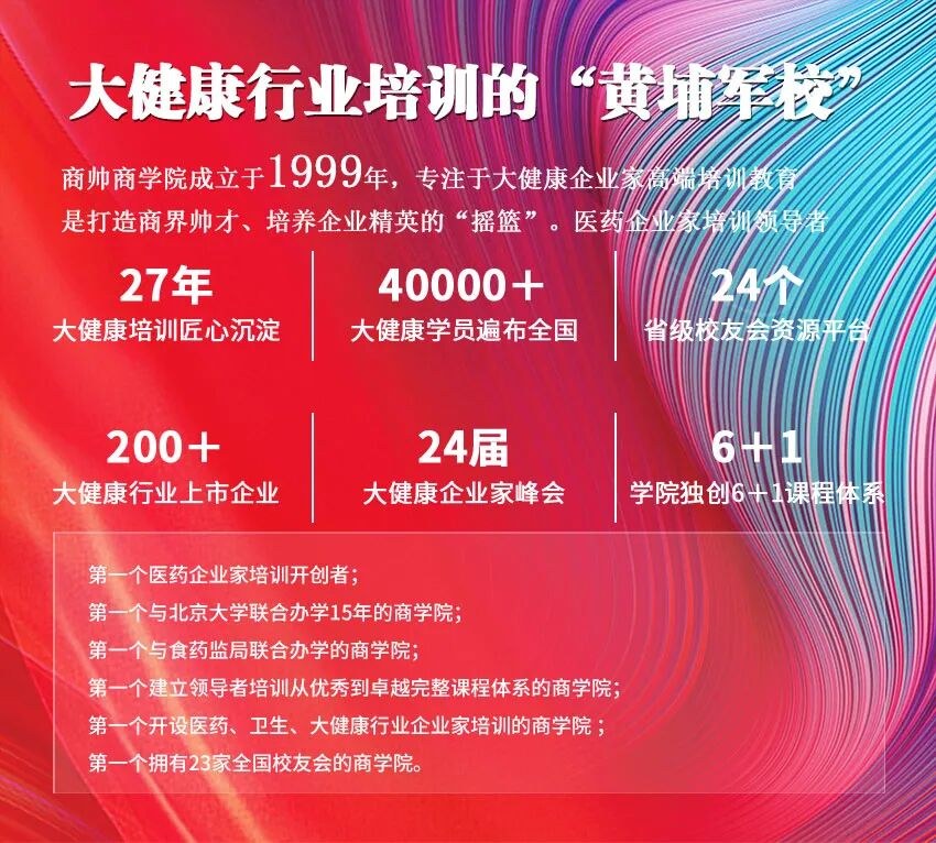 商帅商学院全国医药董事长精品班动态：中药百强汉王药业确认加入第20期