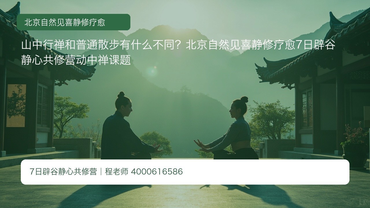 山中行禅和普通散步有什么不同?北京自然见喜静修疗愈7日辟谷静心共修营动中禅课题