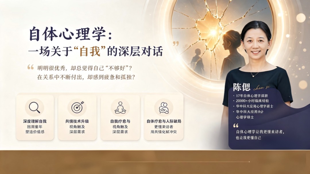 陈偲主讲:瀚思心理自体心理学系统培训与督导项目2026年8月22日在深圳开课