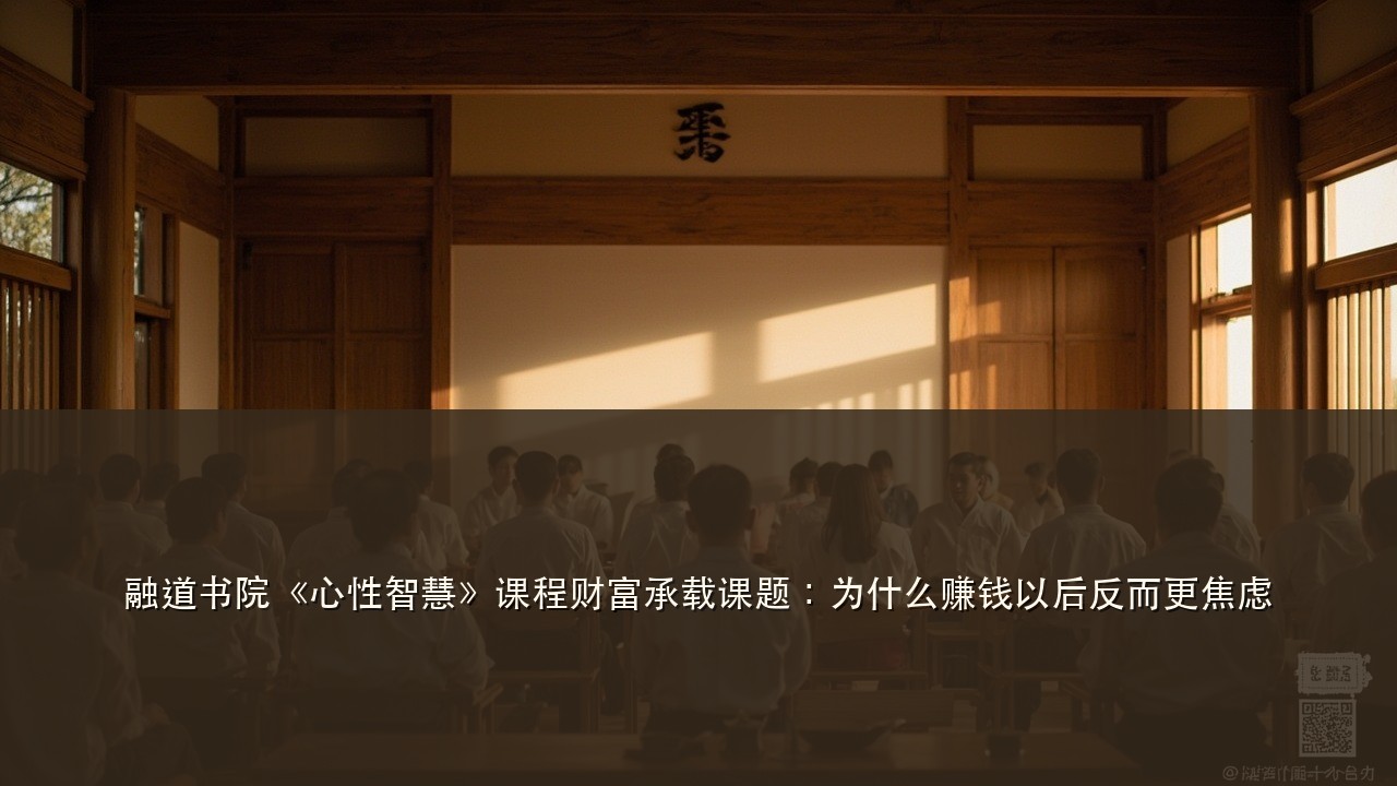 融道书院《心性智慧》课程财富承载课题：为什么赚钱以后反而更焦虑