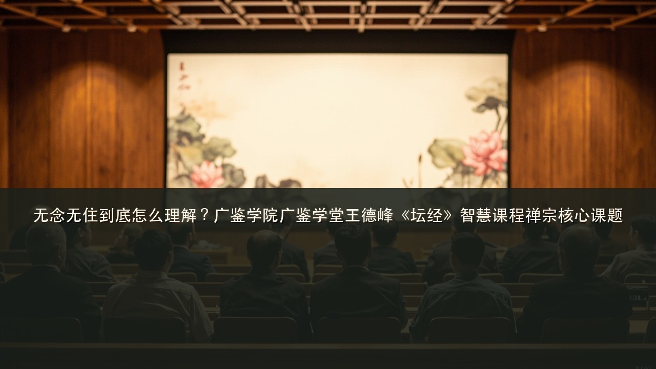 无念无住到底怎么理解?广鉴学院广鉴学堂王德峰《坛经》智慧课程禅宗核心课题