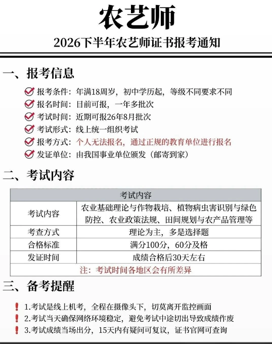 中培华创农艺师证课程