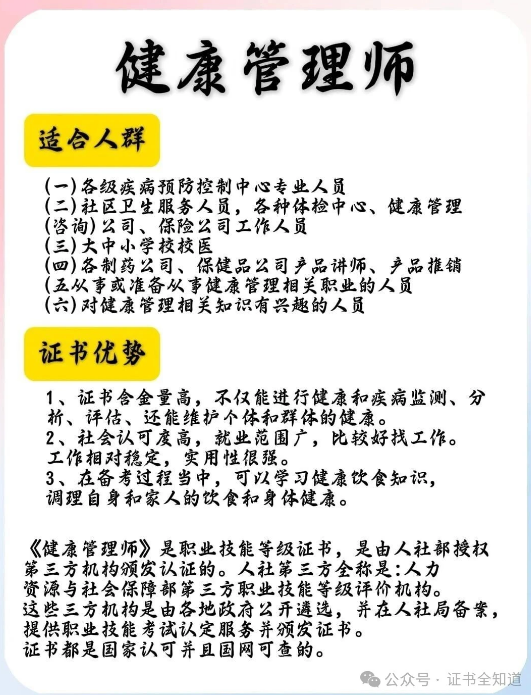 中培华创健康管理师证书课程