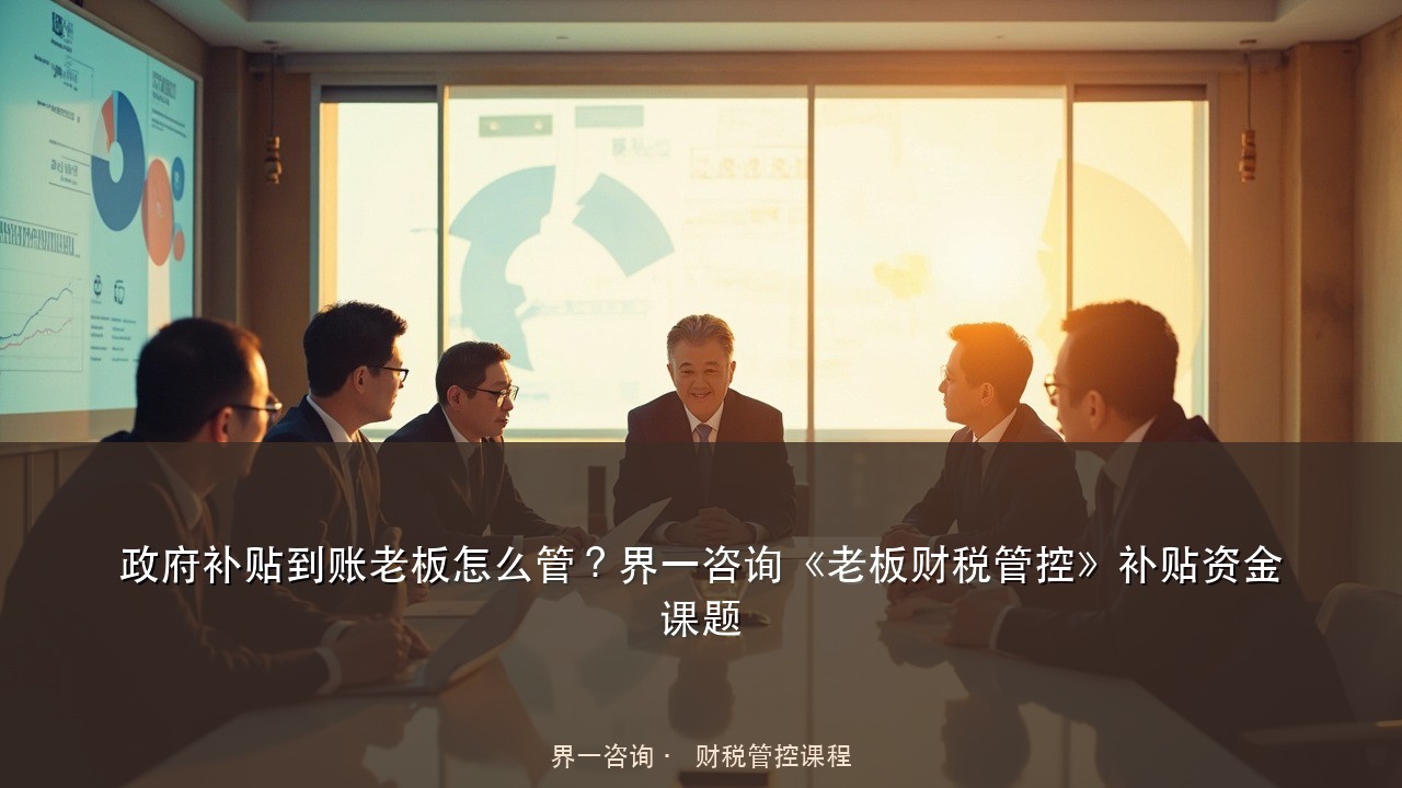政府补贴到账老板怎么管?界一咨询《老板财税管控》补贴资金课题
