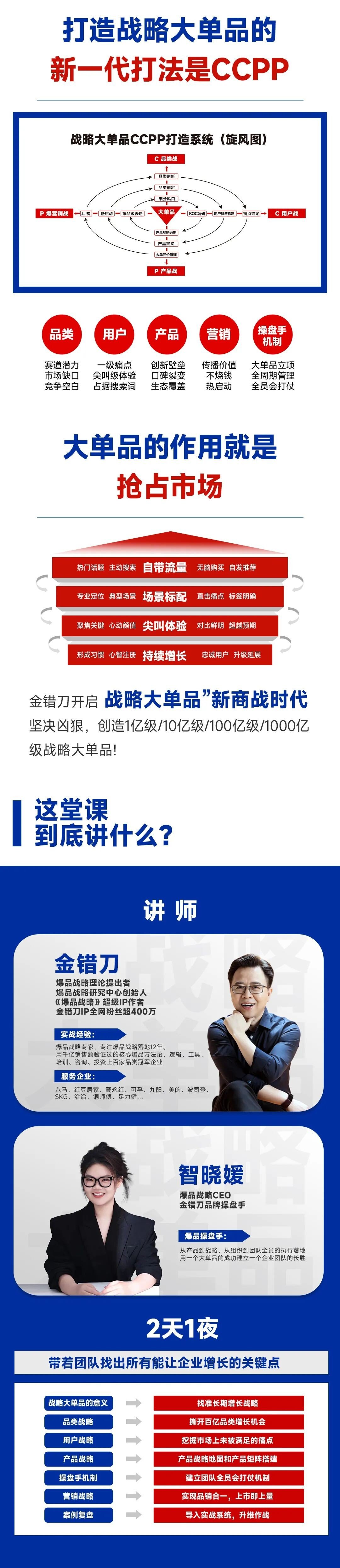 金错刀战略大单品增长系统9月20-21日杭州开课：大单品孵化案例怎么学