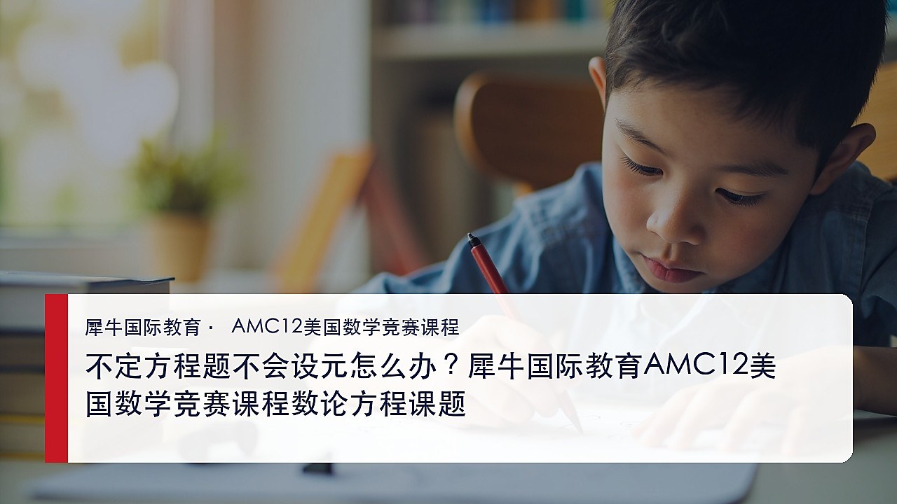 不定方程题不会设元怎么办?犀牛国际教育AMC12美国数学竞赛课程数论方程课题