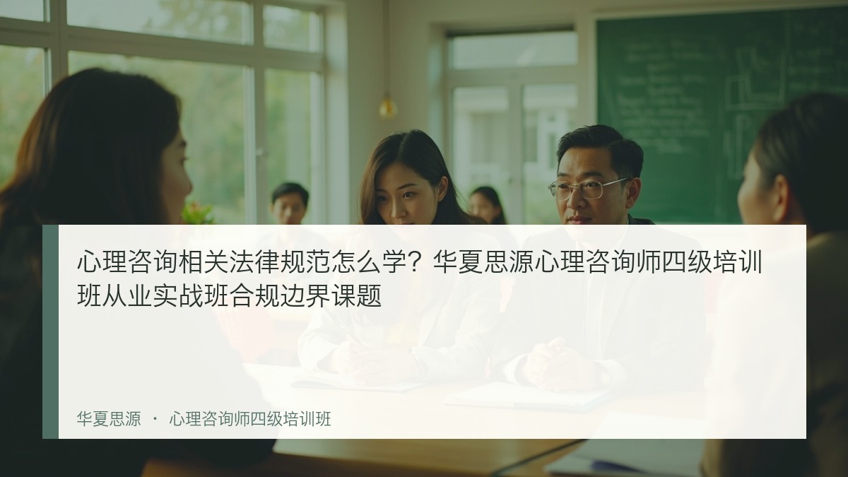 心理咨询相关法律规范怎么学？华夏思源心理咨询师四级培训班从业实战班合规边界课题