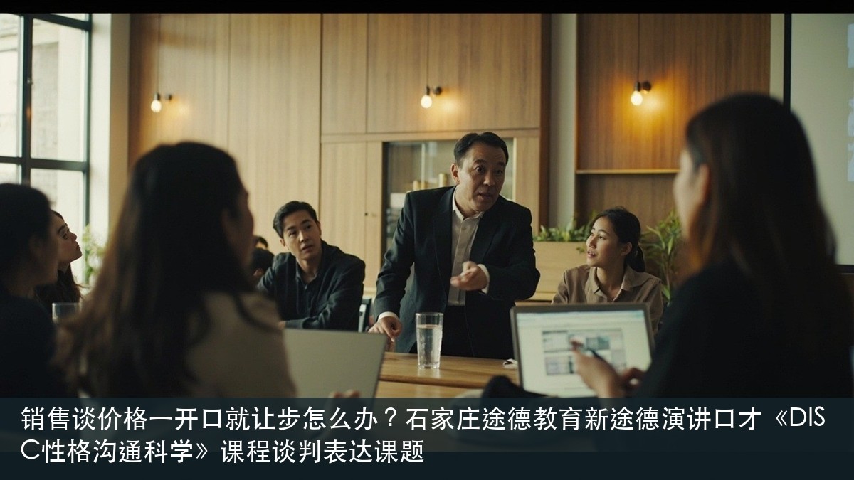 销售谈价格一开口就让步怎么办?石家庄途德教育新途德演讲口才《DISC性格沟通科学》课程谈判表达课题