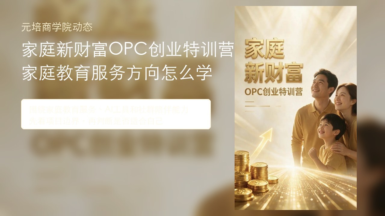 元培商学院家庭新财富OPC创业特训营:家庭教育服务方向怎么学