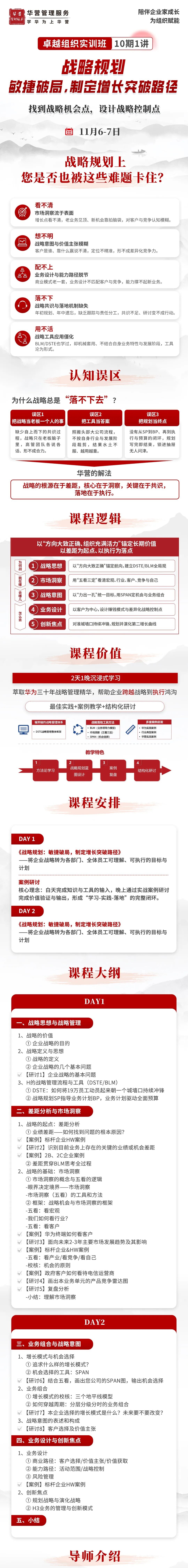 卓越组织实训班战略规划课程安排
