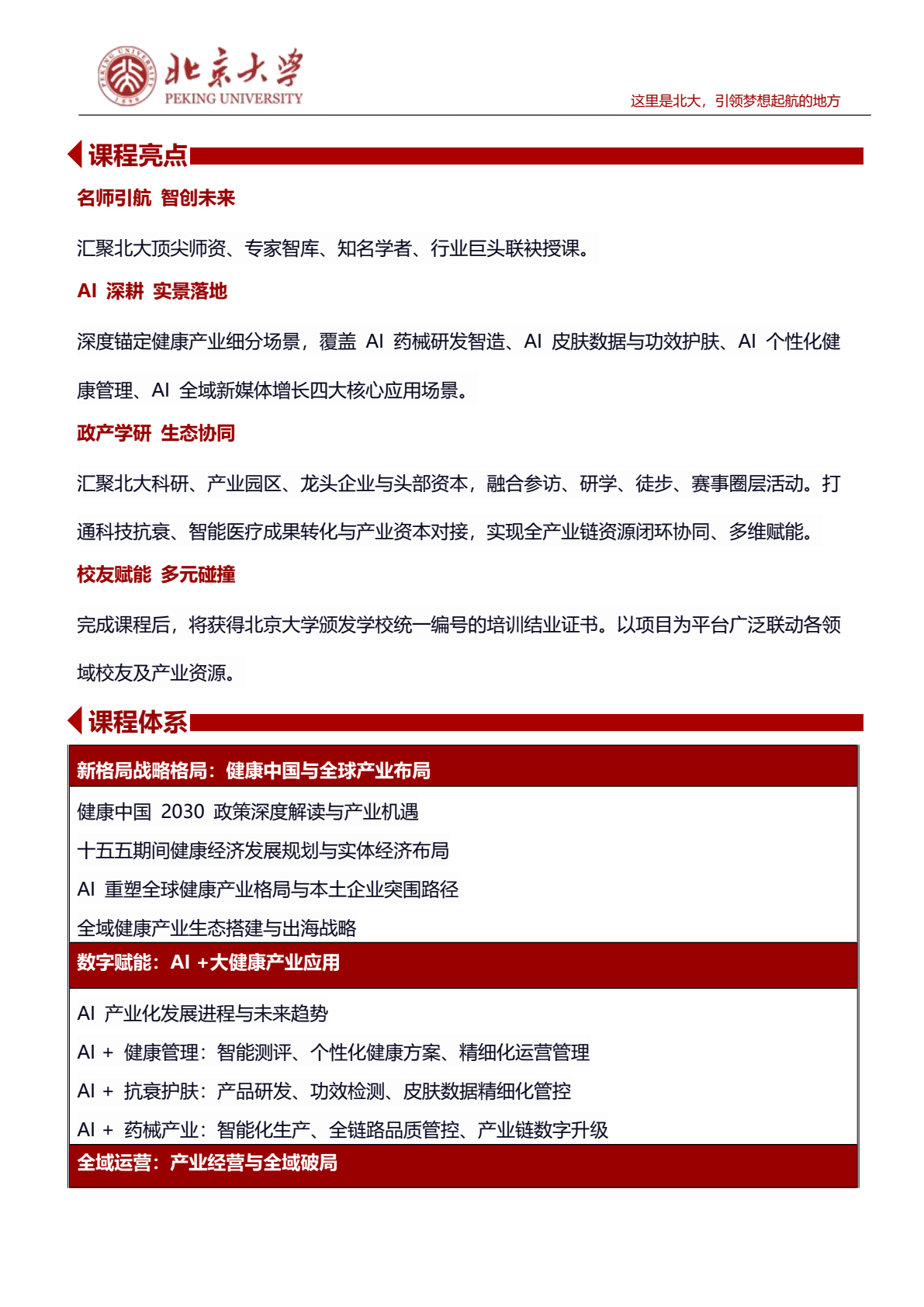 北京大学 AI+大健康产业领军者高级研修班
