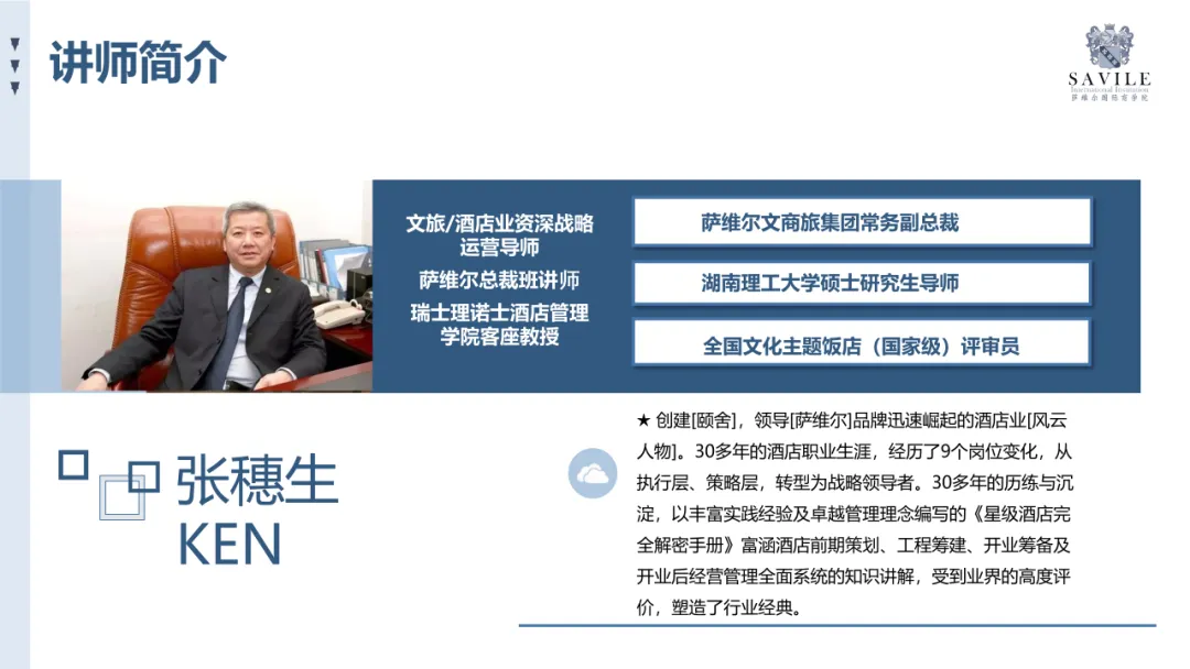 萨维尔酒店管理私人定制线上1对1培训课