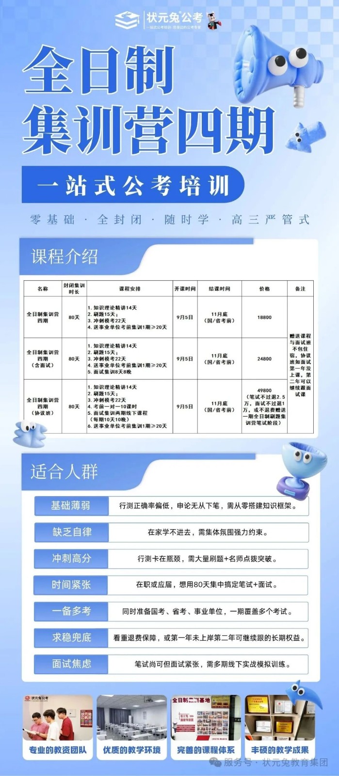 状元兔公考、事业单位、央国企全日制封闭集训营