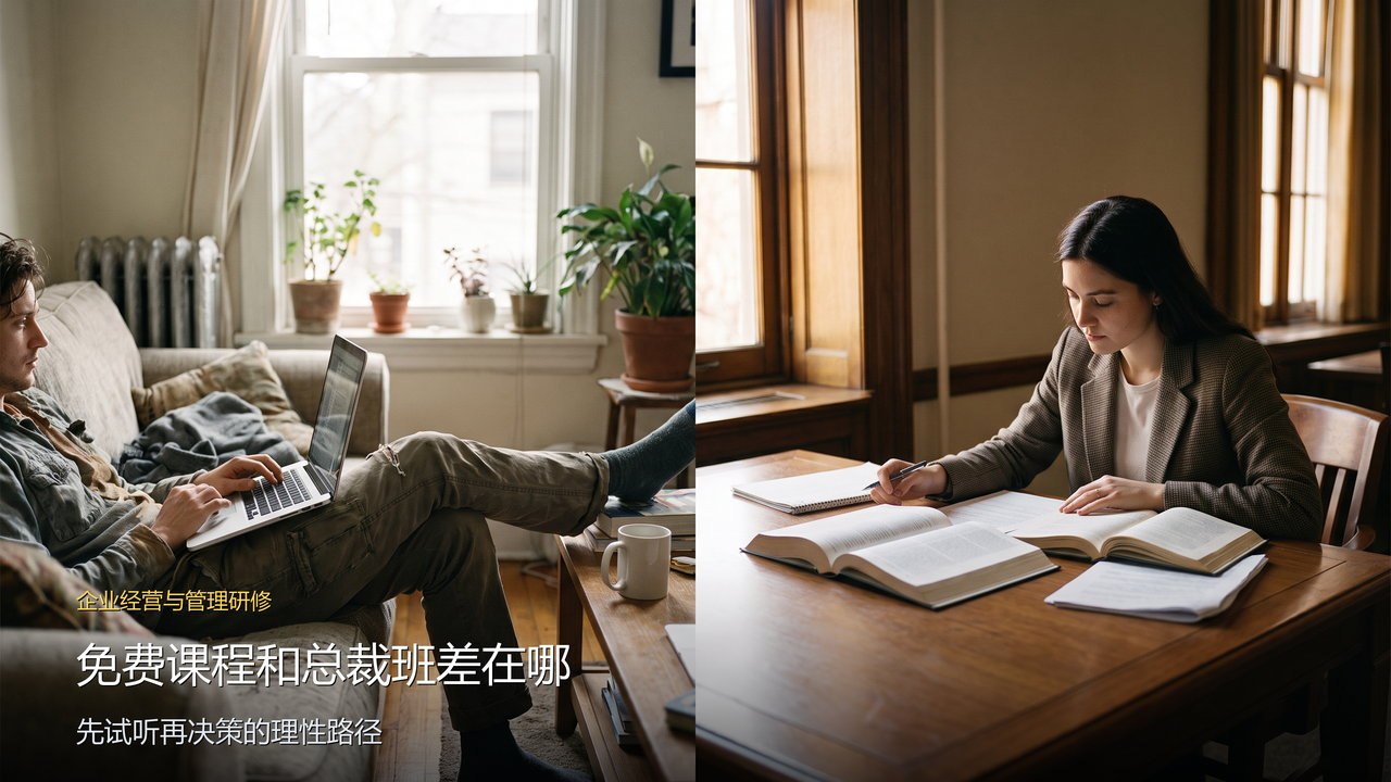 企业管理培训免费课程和暨南大学总裁班差在哪——先试听再决策的理性路径