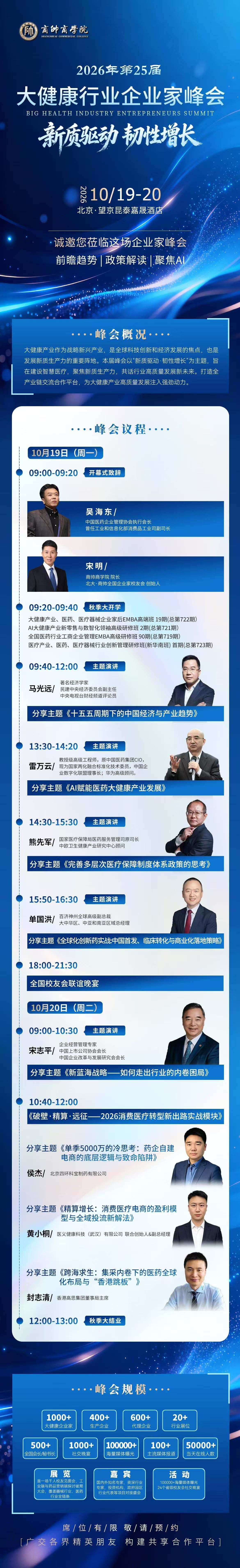 商帅商学院第25届大健康行业企业家峰会:2026年10月19—20日北京举办