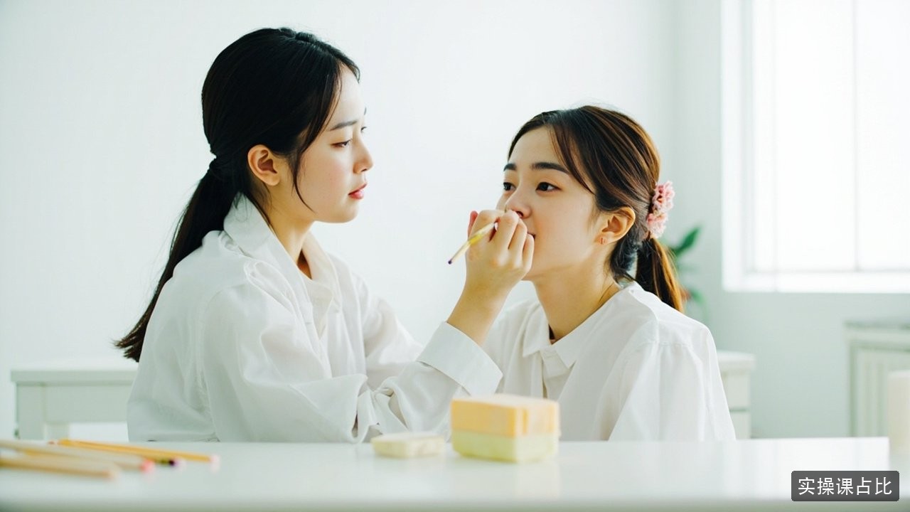 只学理论还是边学边练，风时形象化妆基础班的实操课占多少